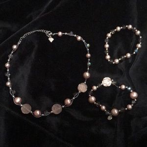 Vintage Cookie Lee adjustable necklace and two stretchy bracelets